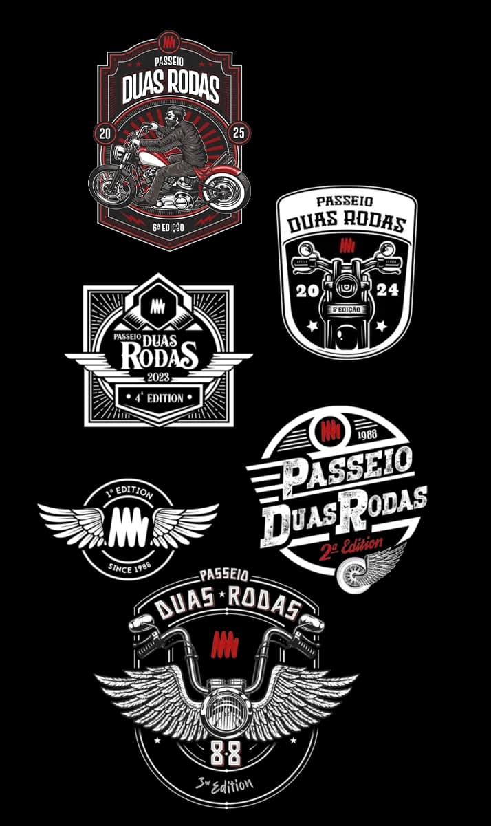 Logos das edições anteriores do Passeio Duas Rodas